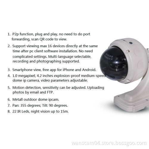 300K Pixel PTZ outdoor camera for Free DDNS